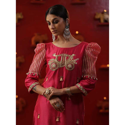 Arpita Sulakshana Pink Baghi Signature Kurta with Pant and Dupatta (Set of 3)