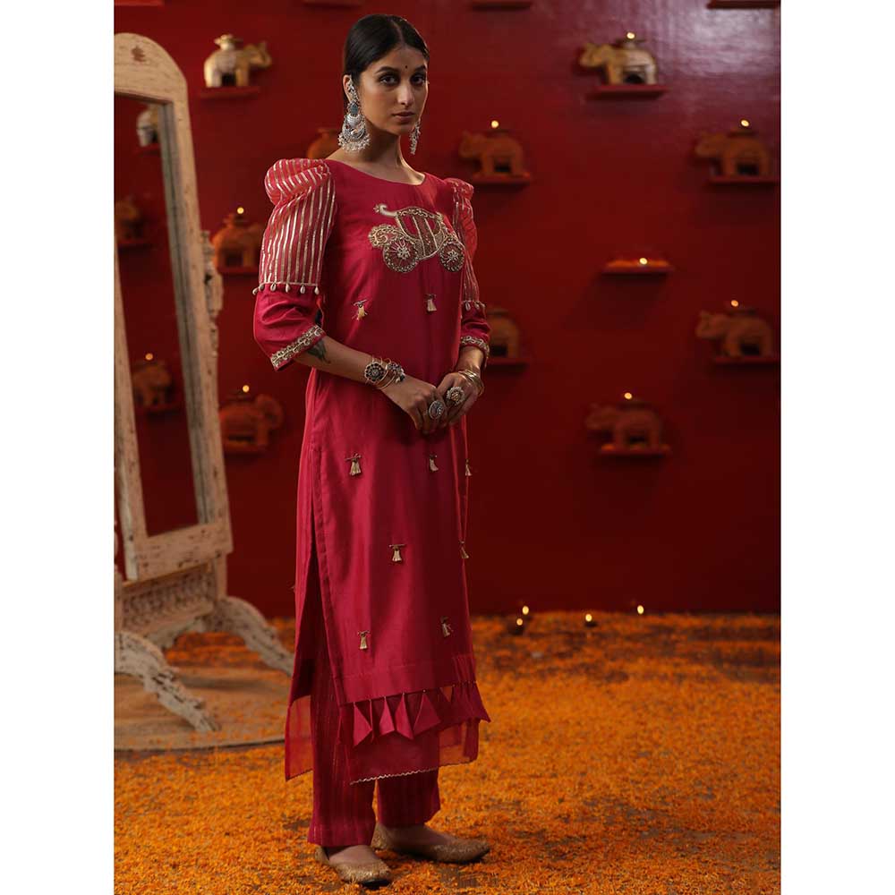Arpita Sulakshana Pink Baghi Signature Kurta with Pant and Dupatta (Set of 3)