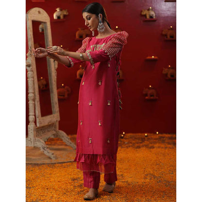 Arpita Sulakshana Pink Baghi Signature Kurta with Pant and Dupatta (Set of 3)