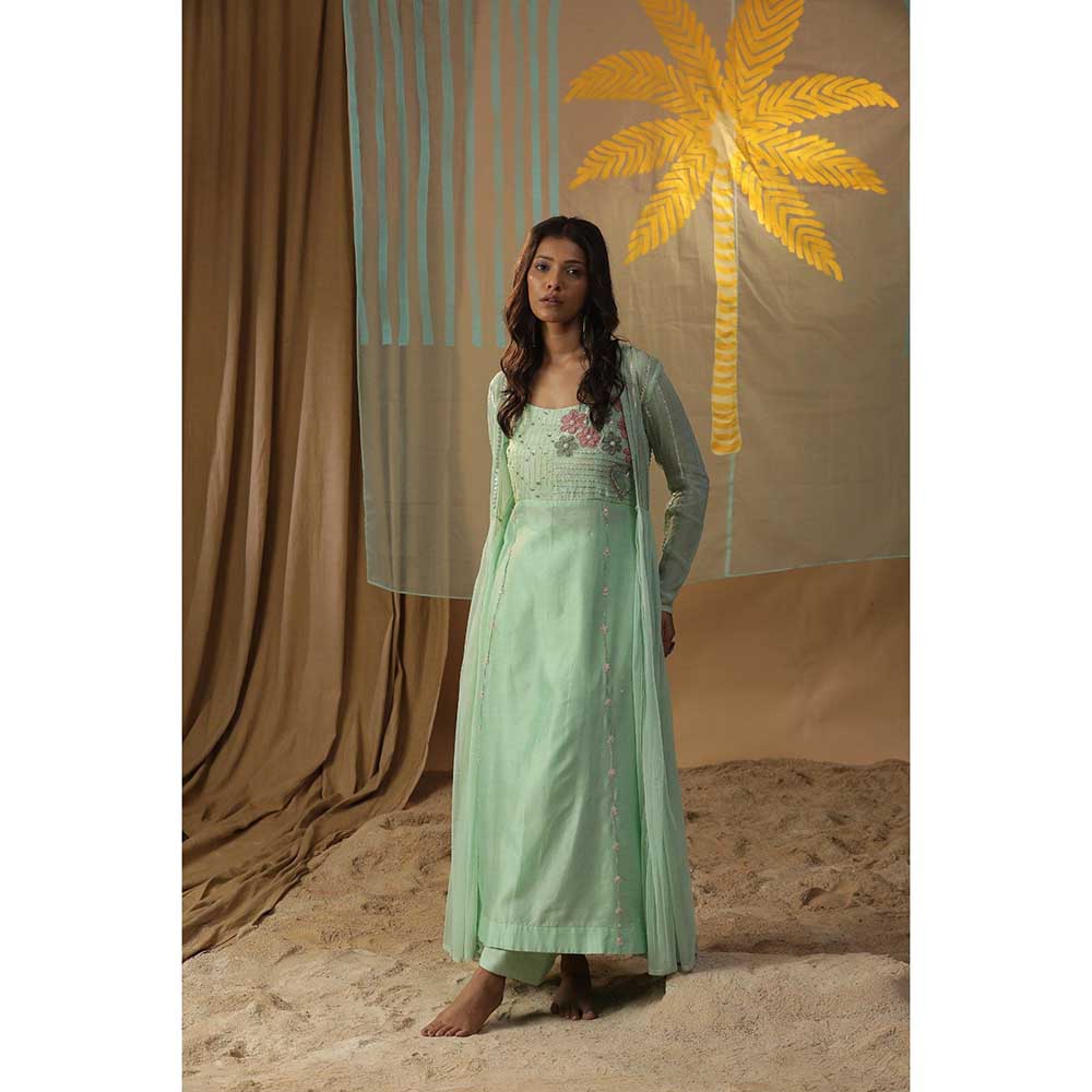 Arpita Sulakshana Pista Green Dress with Jacket (Set of 2)