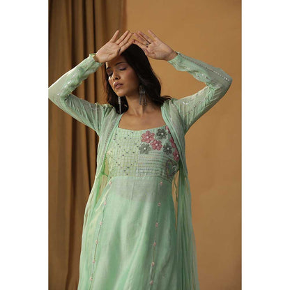 Arpita Sulakshana Pista Green Dress with Jacket (Set of 2)