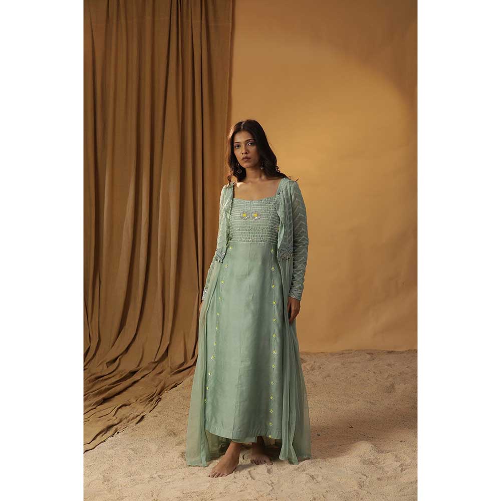 Arpita Sulakshana Sea Green Dress with Jacket (Set of 2)