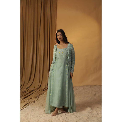 Arpita Sulakshana Sea Green Dress with Jacket (Set of 2)