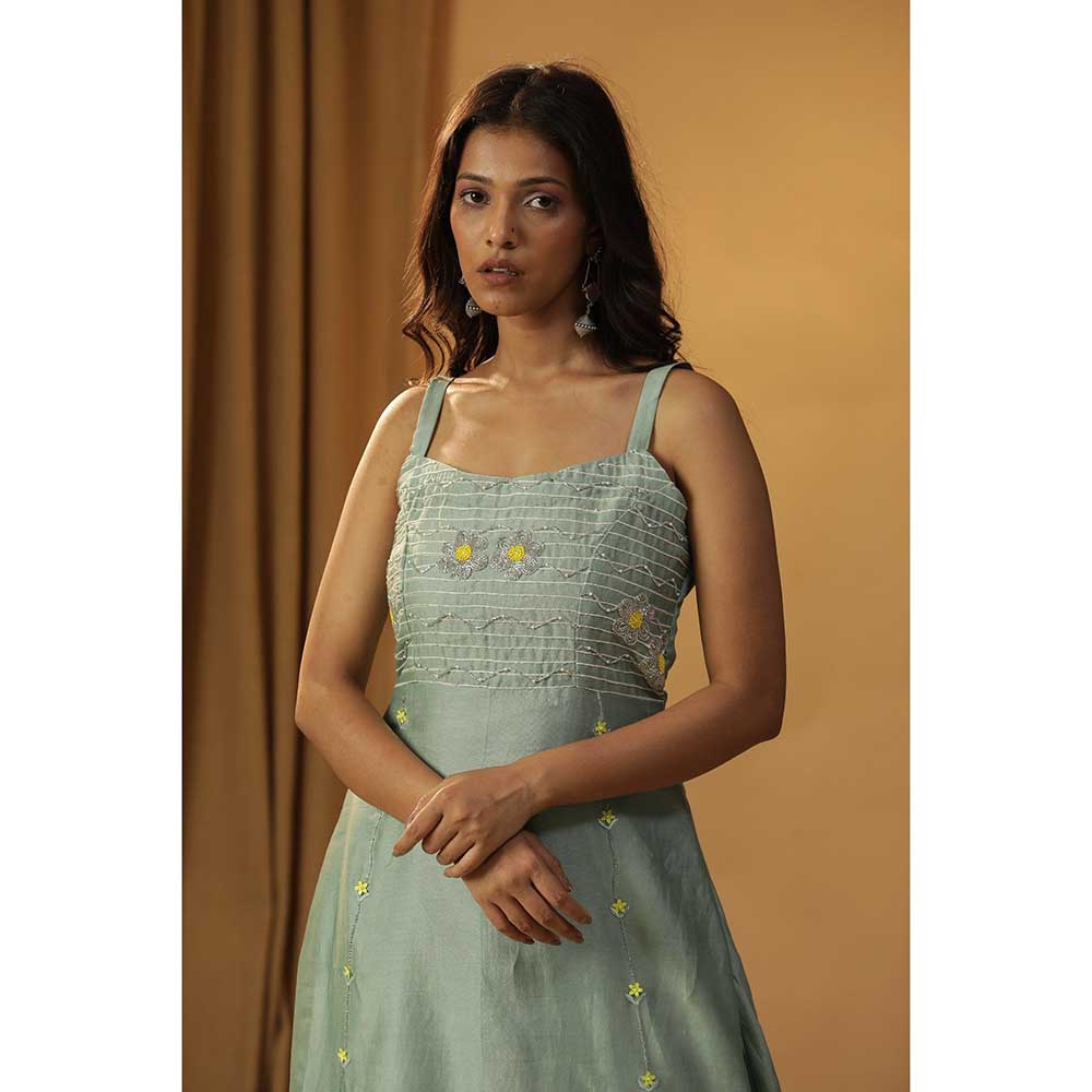 Arpita Sulakshana Sea Green Dress with Jacket (Set of 2)