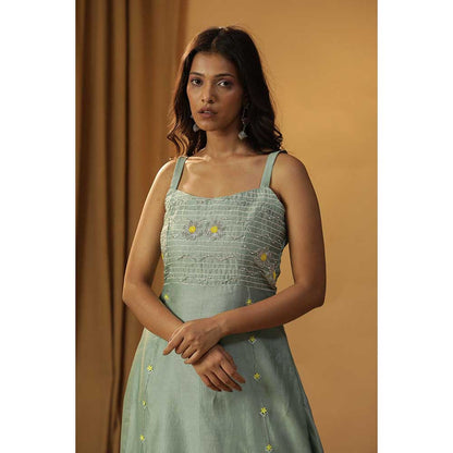 Arpita Sulakshana Sea Green Dress with Jacket (Set of 2)