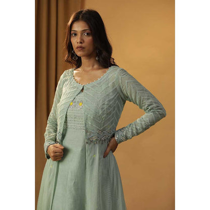 Arpita Sulakshana Sea Green Dress with Jacket (Set of 2)