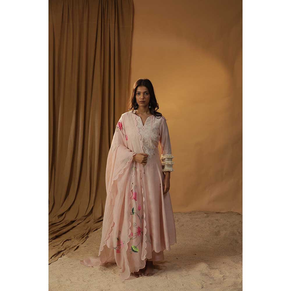 Arpita Sulakshana Baby Pink A-Line Anarkali Kurta & Pant with Dupatta (Set of 3)