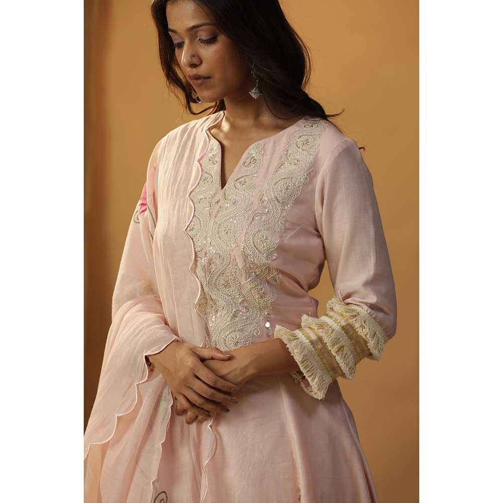 Arpita Sulakshana Baby Pink A-Line Anarkali Kurta & Pant with Dupatta (Set of 3)