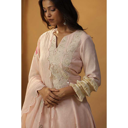 Arpita Sulakshana Baby Pink A-Line Anarkali Kurta & Pant with Dupatta (Set of 3)