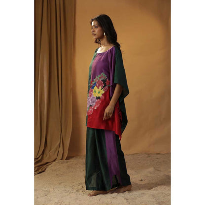 Arpita Sulakshana Multi-Color Butterfly Block Print Kaftan with Pant (Set of 2)
