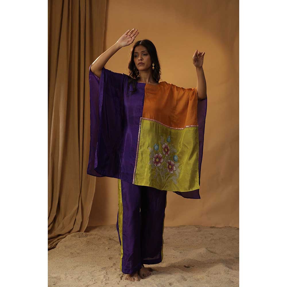 Arpita Sulakshana Multi-Color Floral Block Print Kaftan with Pant (Set of 2)