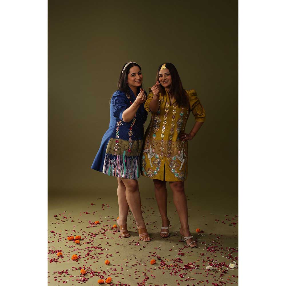 Arpita Sulakshana Electric Blue Hand Painted Mini Dress