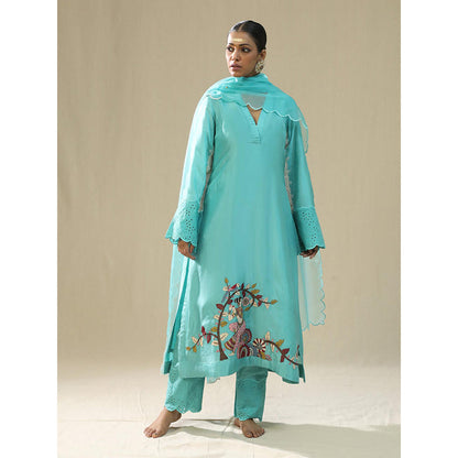 Arpita Sulakshana Sky Blue Hand Painted Kurta and Pants with Dupatta