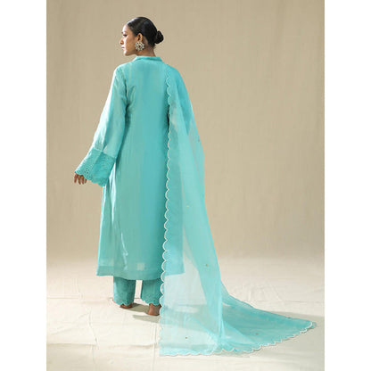 Arpita Sulakshana Sky Blue Hand Painted Kurta and Pants with Dupatta
