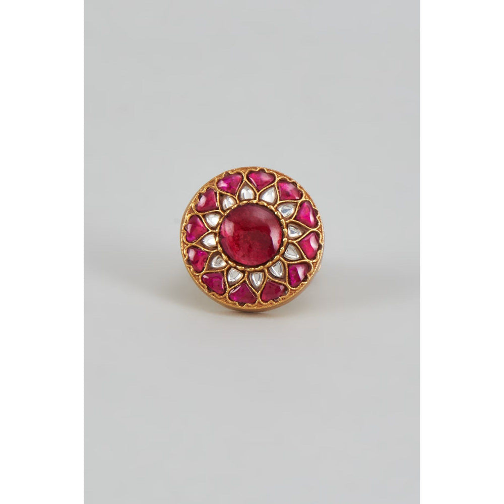 KARISA DESIGNS Pink Divya Kundan Ring