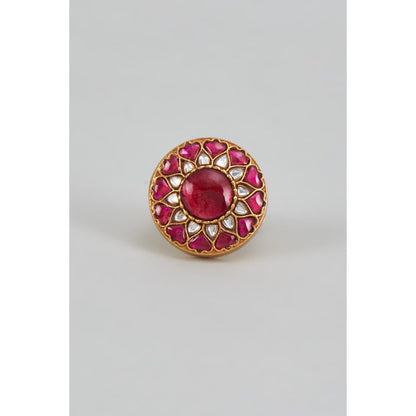 KARISA DESIGNS Pink Divya Kundan Ring