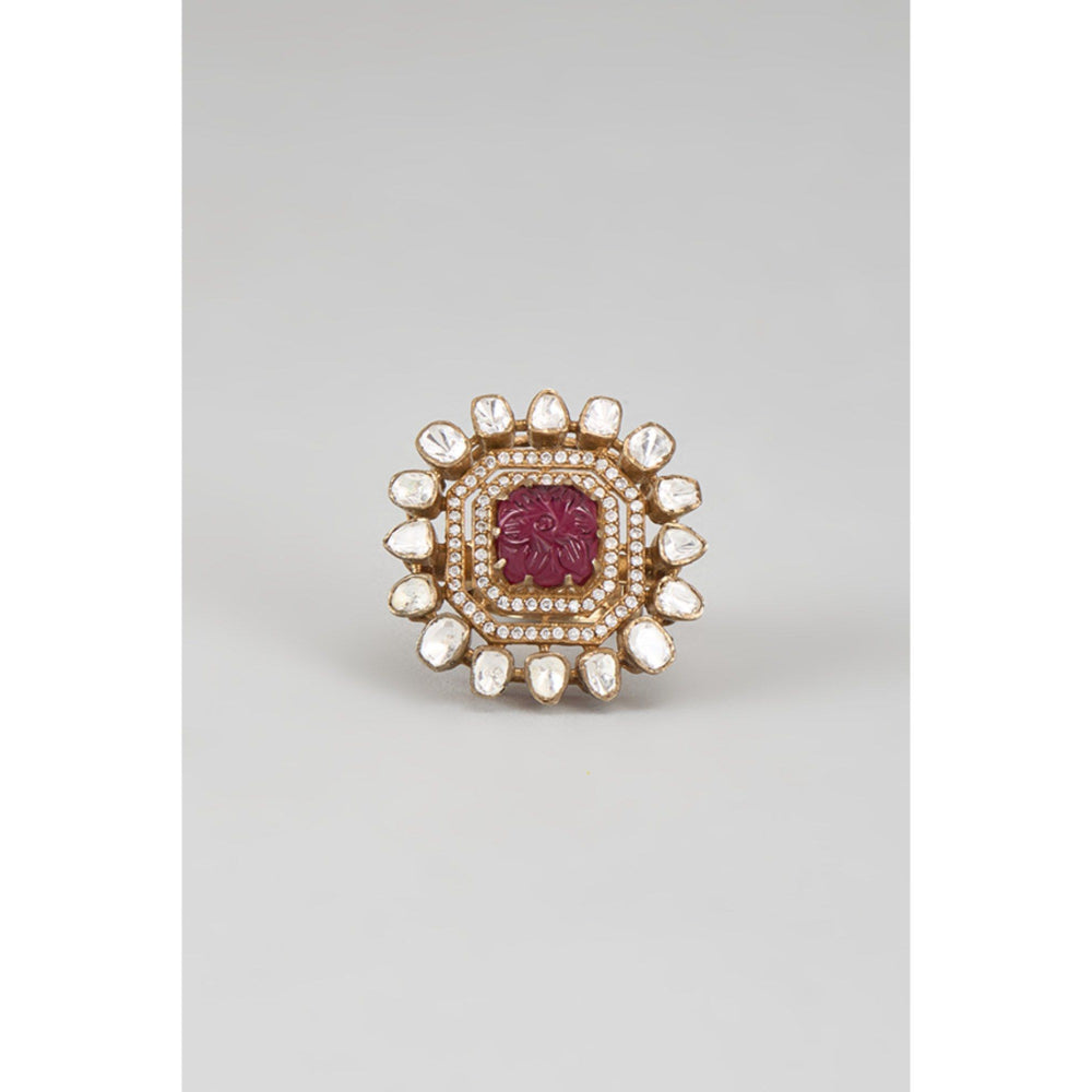 KARISA DESIGNS Purple Shiraaz Moissanite Ruby Ring
