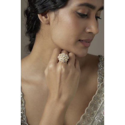 KARISA DESIGNS White Floral Moissanite Ring