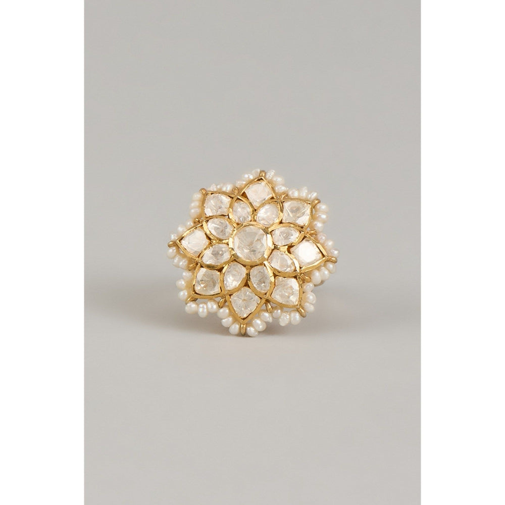 KARISA DESIGNS White Floral Moissanite Ring