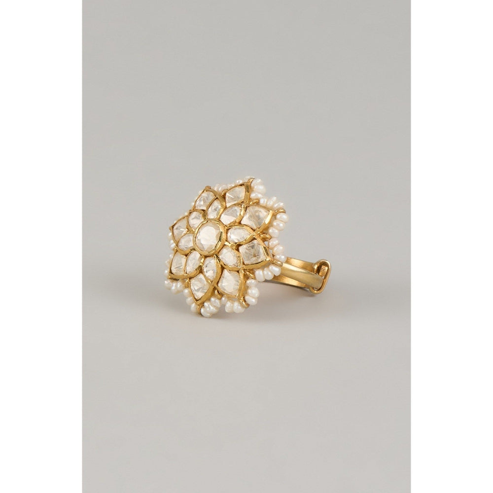 KARISA DESIGNS White Floral Moissanite Ring