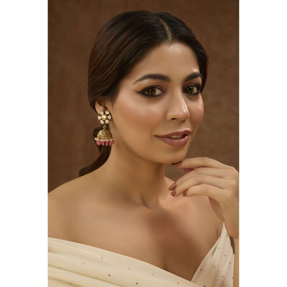 KARISA DESIGNS Pink Katha Jhumkas