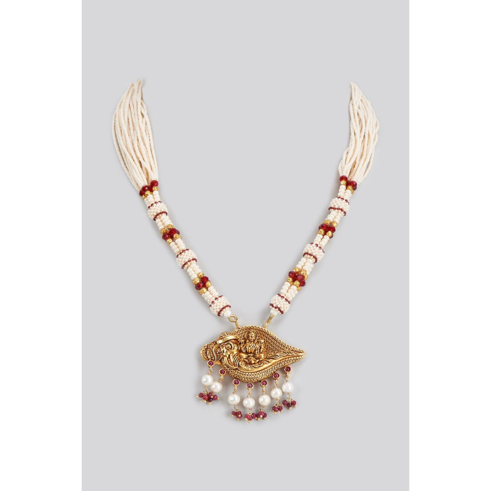 KARISA DESIGNS White Temple Baithak Pearl Necklace