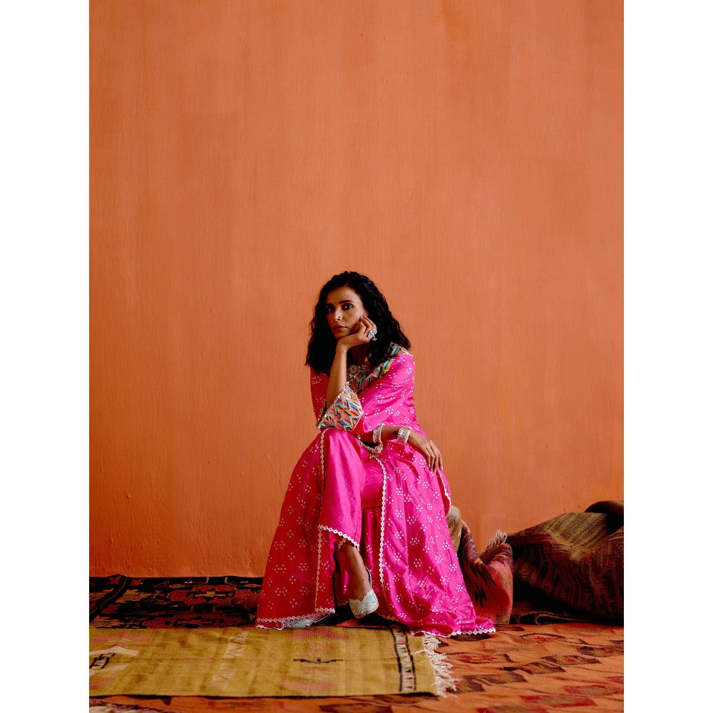 Karishma Khanduja Mushtaq Pink Embellished Kurta with Pant (Set of 2)