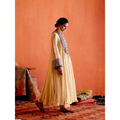 Karishma Khanduja Haseen Beige Embellished Anarkali with Pant (Set of 2)