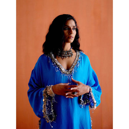 Karishma Khanduja Pradeep Blue Embellished Kurta and Pant (Set of 2)