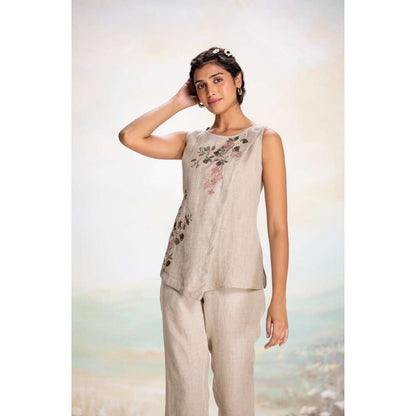 Kaveri Taupe Tsukiyama Angle Co-Ord (Set of 2)