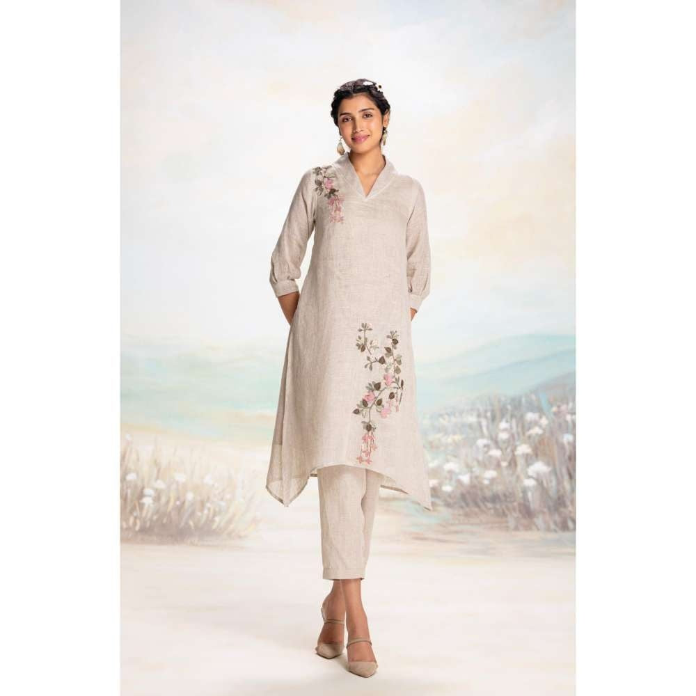 Kaveri Beige Tsukiyama Fly Free Kurta with Pant (Set of 2)