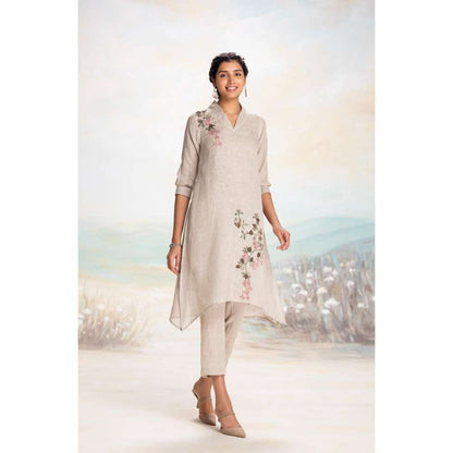 Kaveri Beige Tsukiyama Fly Free Kurta with Pant (Set of 2)