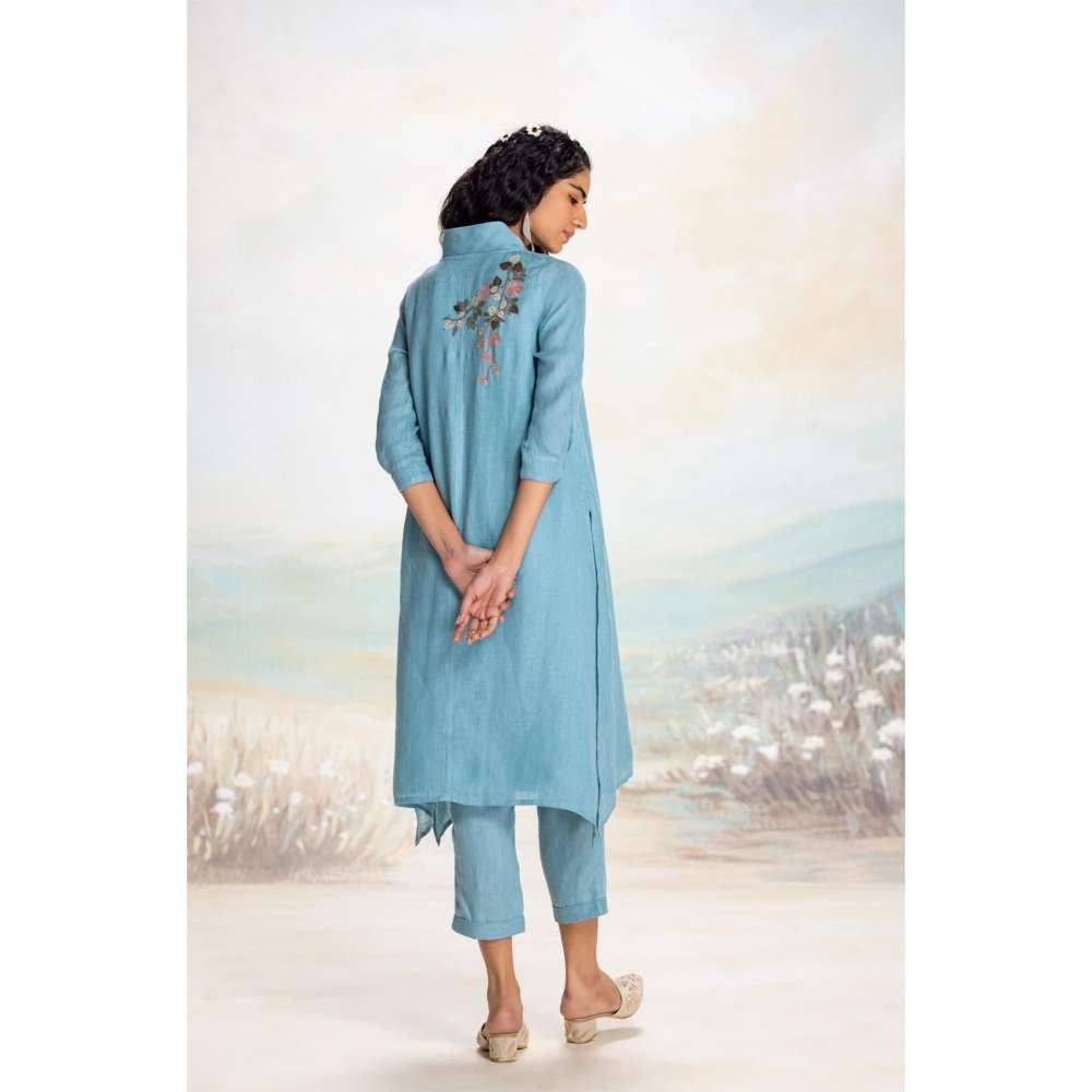 Kaveri Blue Tsukiyama Fly Free Kurta with Pant (Set of 2)