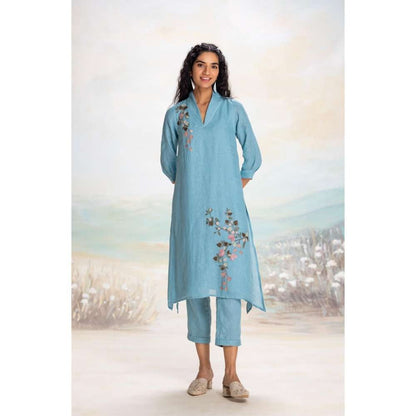 Kaveri Blue Tsukiyama Fly Free Kurta with Pant (Set of 2)