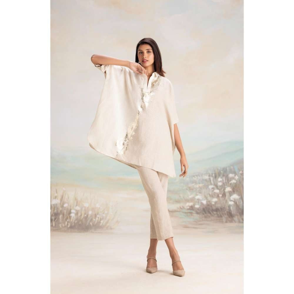 Kaveri Taupe Sound Wave Square Co-Ord (Set of 2)