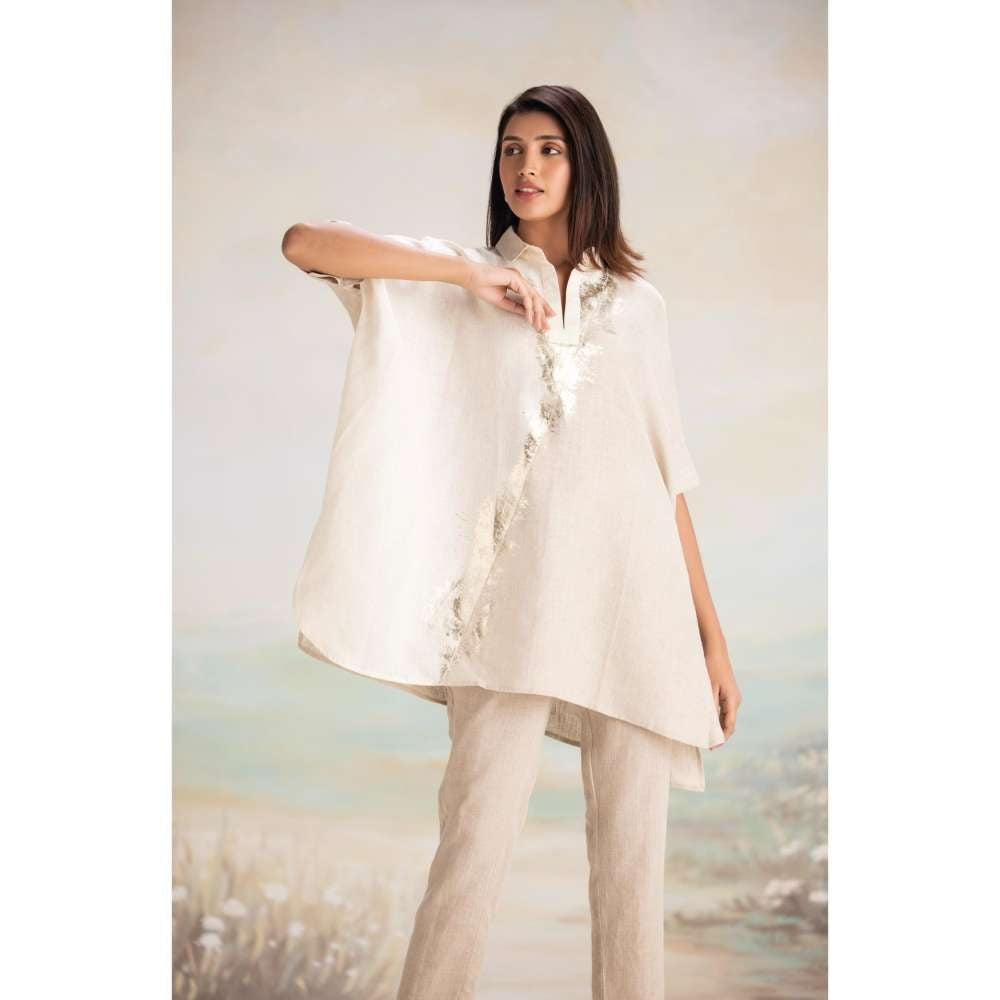 Kaveri Taupe Sound Wave Square Co-Ord (Set of 2)