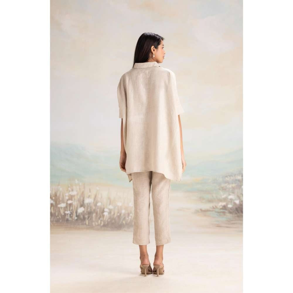 Kaveri Taupe Sound Wave Square Co-Ord (Set of 2)