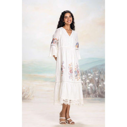 Kaveri White Vintage Rosa Messenger Dress