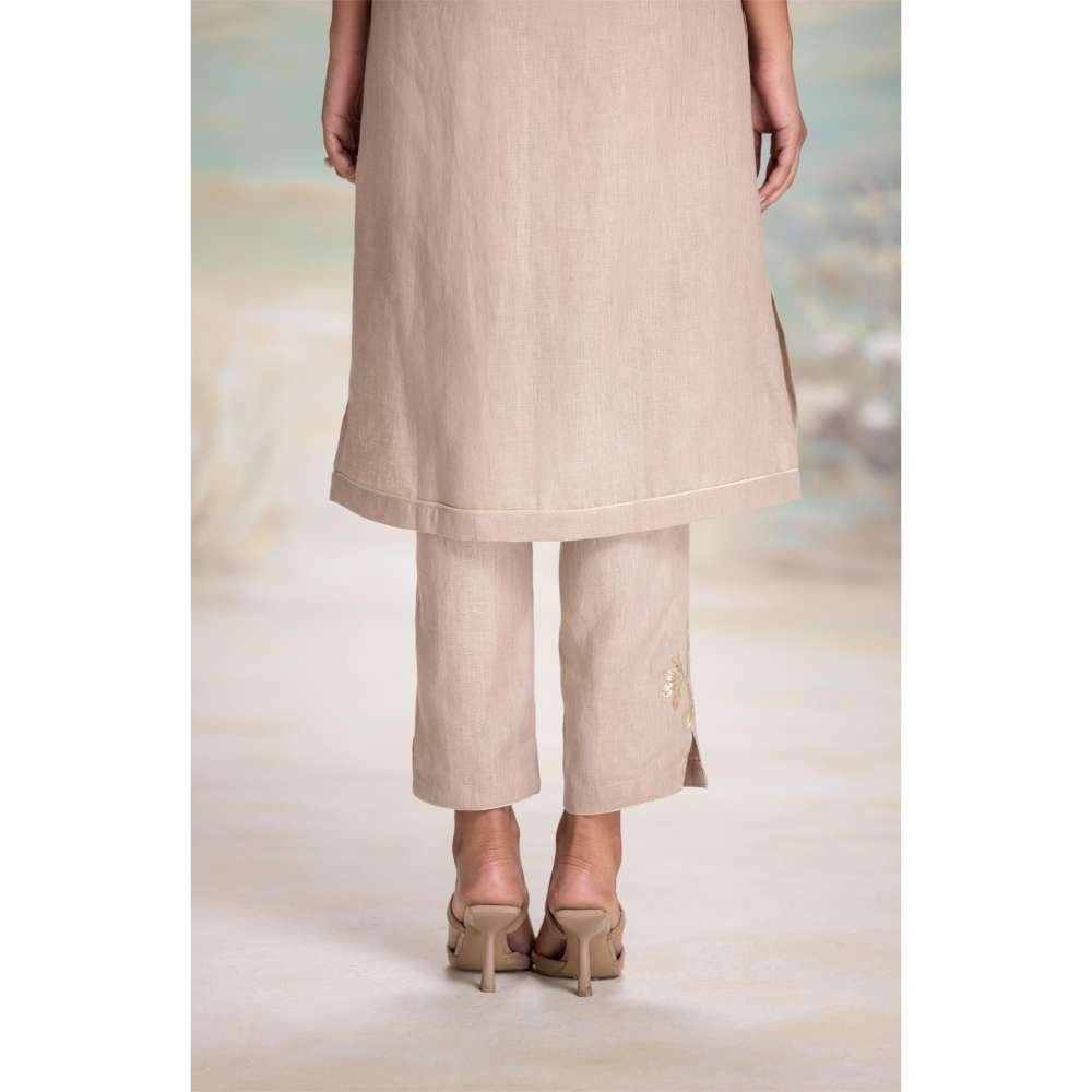 Kaveri Beige Leaf Kurta with Pant and Dupatta (Set of 3)
