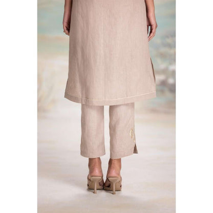 Kaveri Beige Leaf Kurta with Pant and Dupatta (Set of 3)
