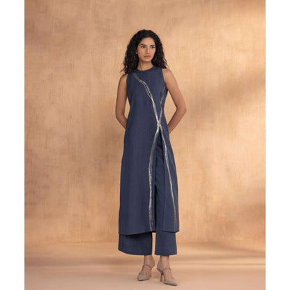 Kaveri Navy Blue Threads Slice Co-Ord (Set of 2)
