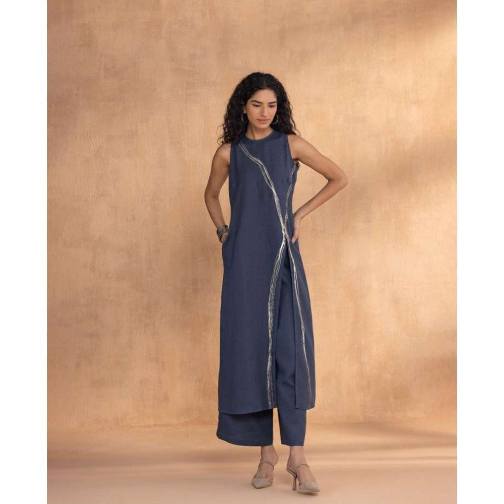 Kaveri Navy Blue Threads Slice Co-Ord (Set of 2)