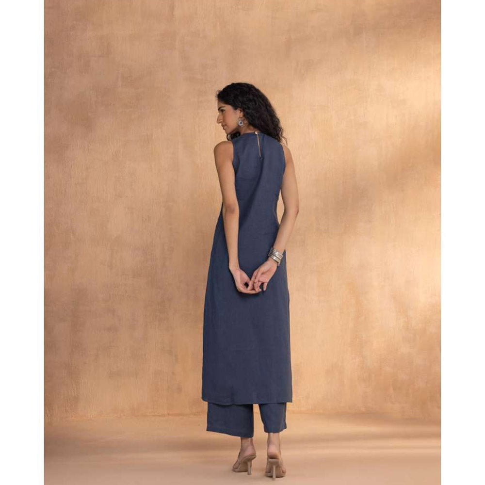 Kaveri Navy Blue Threads Slice Co-Ord (Set of 2)