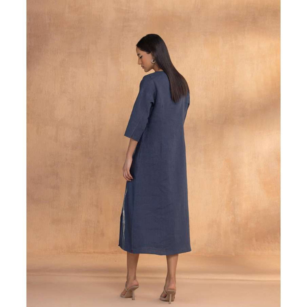 Kaveri Navy Blue Threads Slice Dress