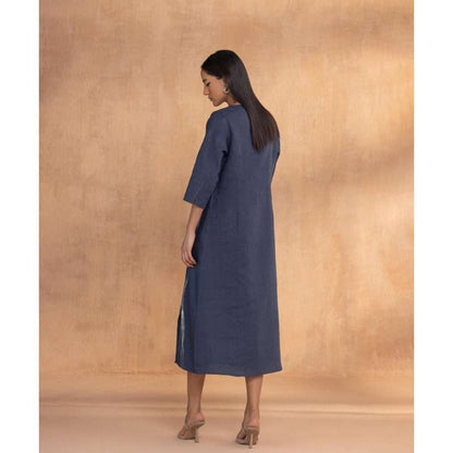 Kaveri Navy Blue Threads Slice Dress