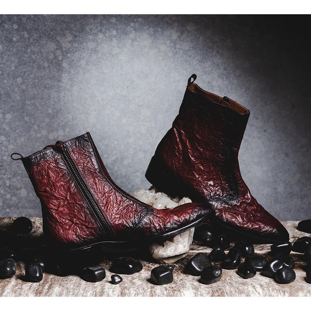 Kavith Sainaani Burgundy Two Tone Crinkle Boots (Pack of 2)