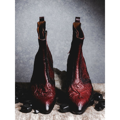 Kavith Sainaani Burgundy Two Tone Crinkle Boots (Pack of 2)