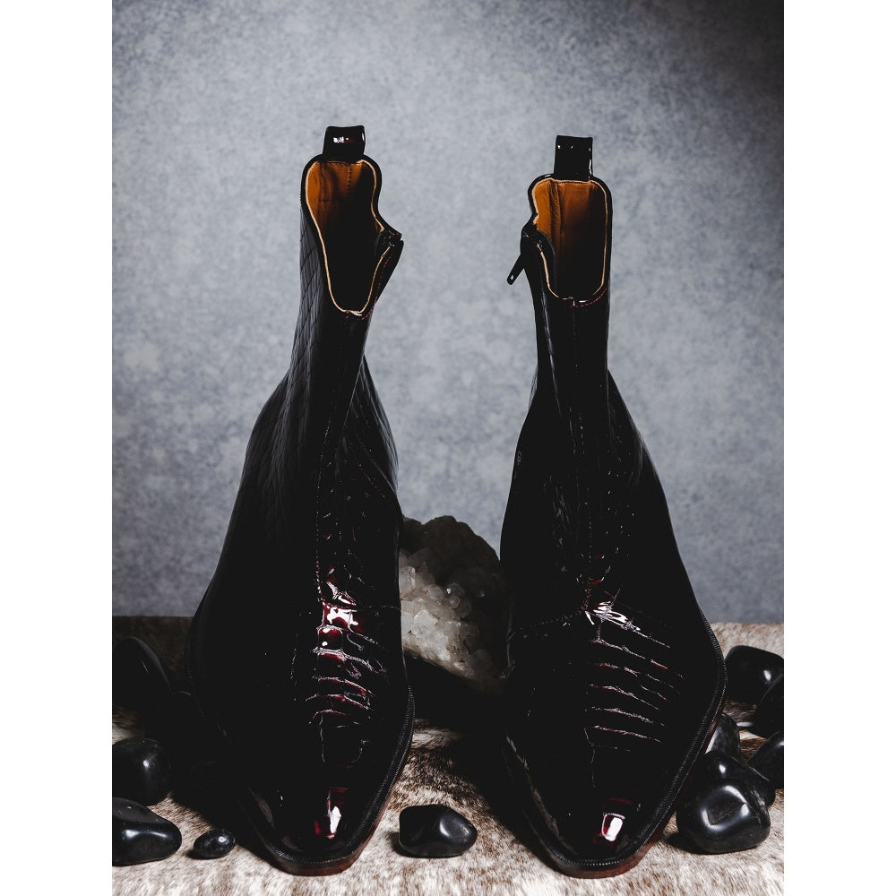 Kavith Sainaani Burgundy Patent Croc Boots (Pack of 2)
