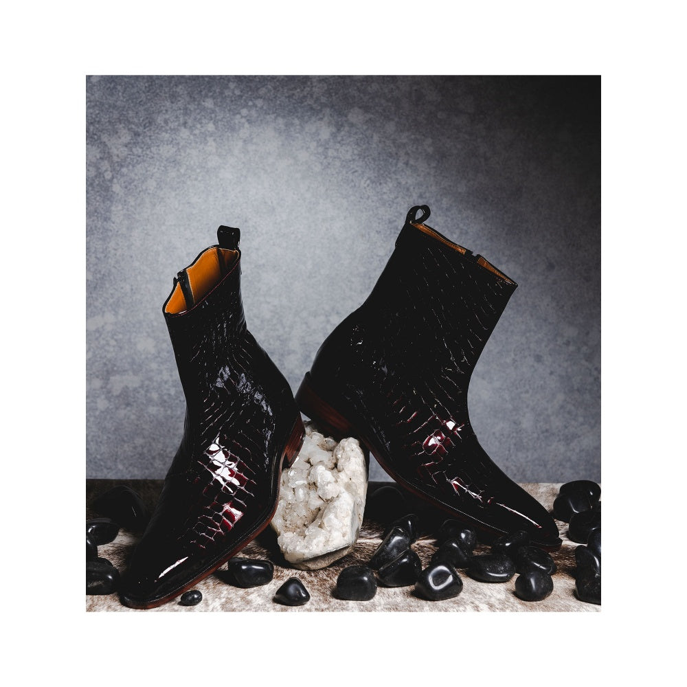 Kavith Sainaani Burgundy Patent Croc Boots (Pack of 2)