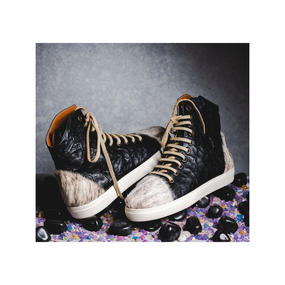 Kavith Sainaani Black Crinkle Hair-on Sneakers (Pack of 2)